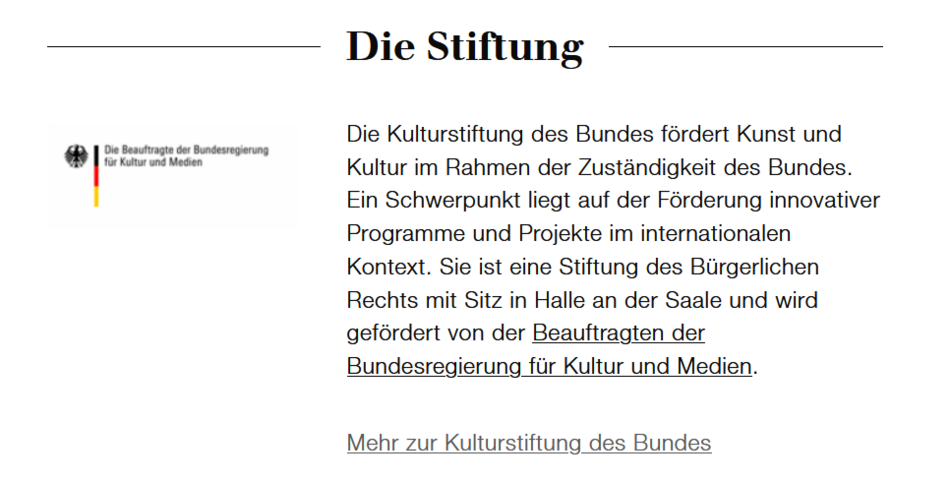 Screenshot des Bereichs "Die Stiftung" auf der Homepage