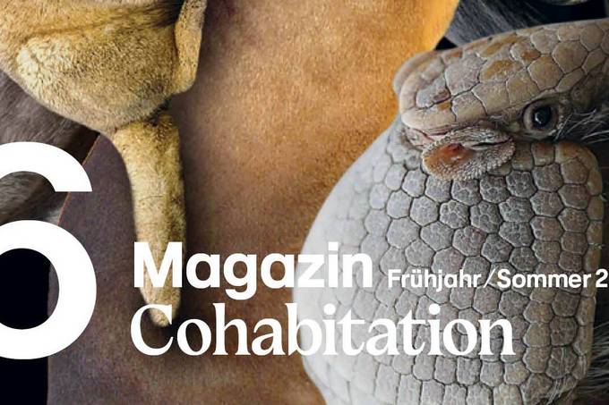 Fotocollage mit zahllosen Tieren und der Aufschrift "36 - Magazin Frühling/ Sommer 2021 - Cohabitation"