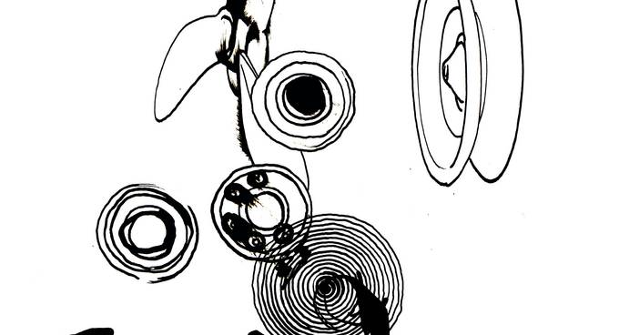 Schwarz-Weiß-Illustration von abstrakten Mustern