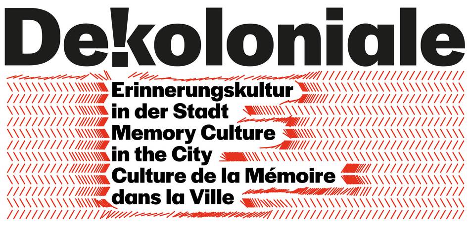 Logo: "Dekoloniale. Memory culture in the City" and translations in German and French